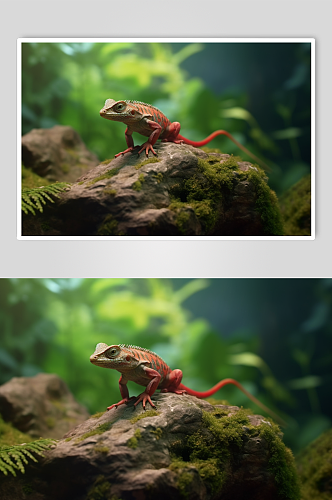 AI数字艺术呆萌蜥蜴野生动物摄影图片