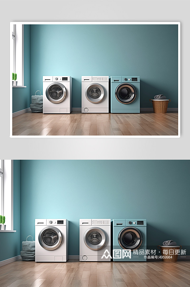 AI数字艺术高清洗衣机家用电器摄影图片素材