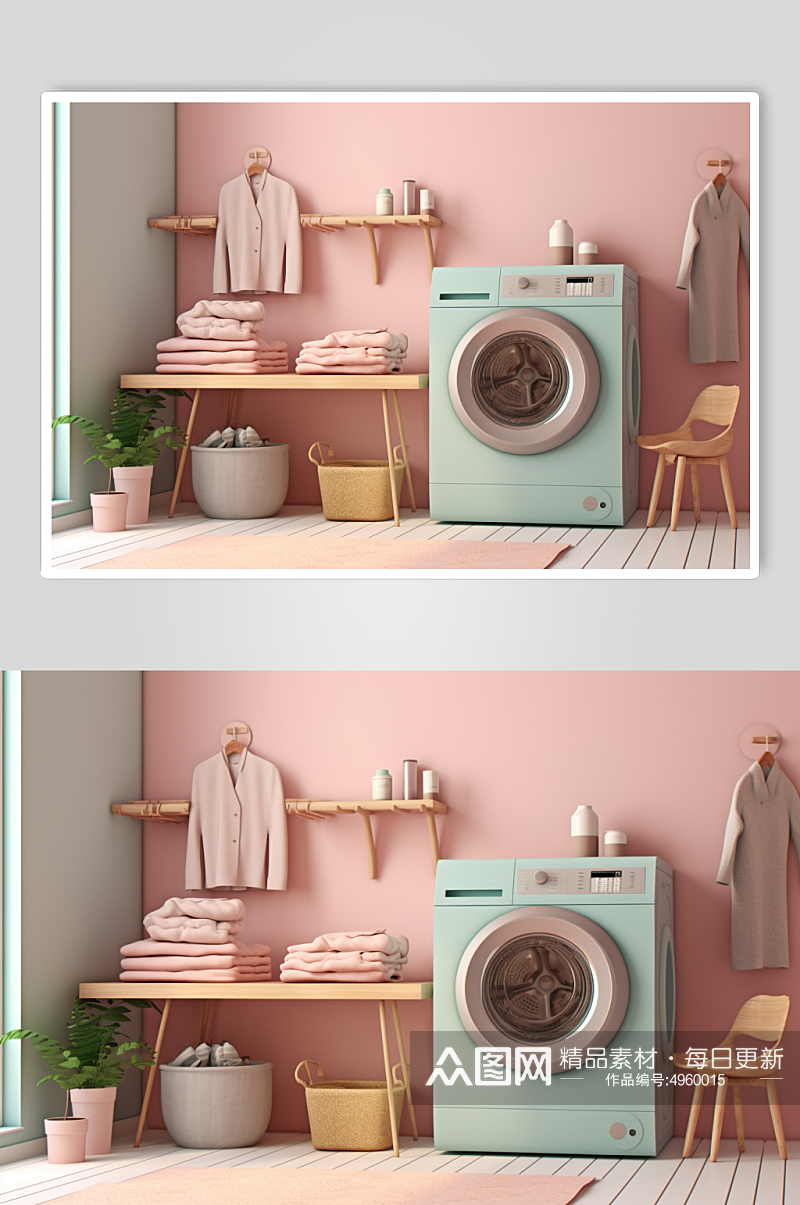 AI数字艺术简洁洗衣机家用电器摄影图片素材