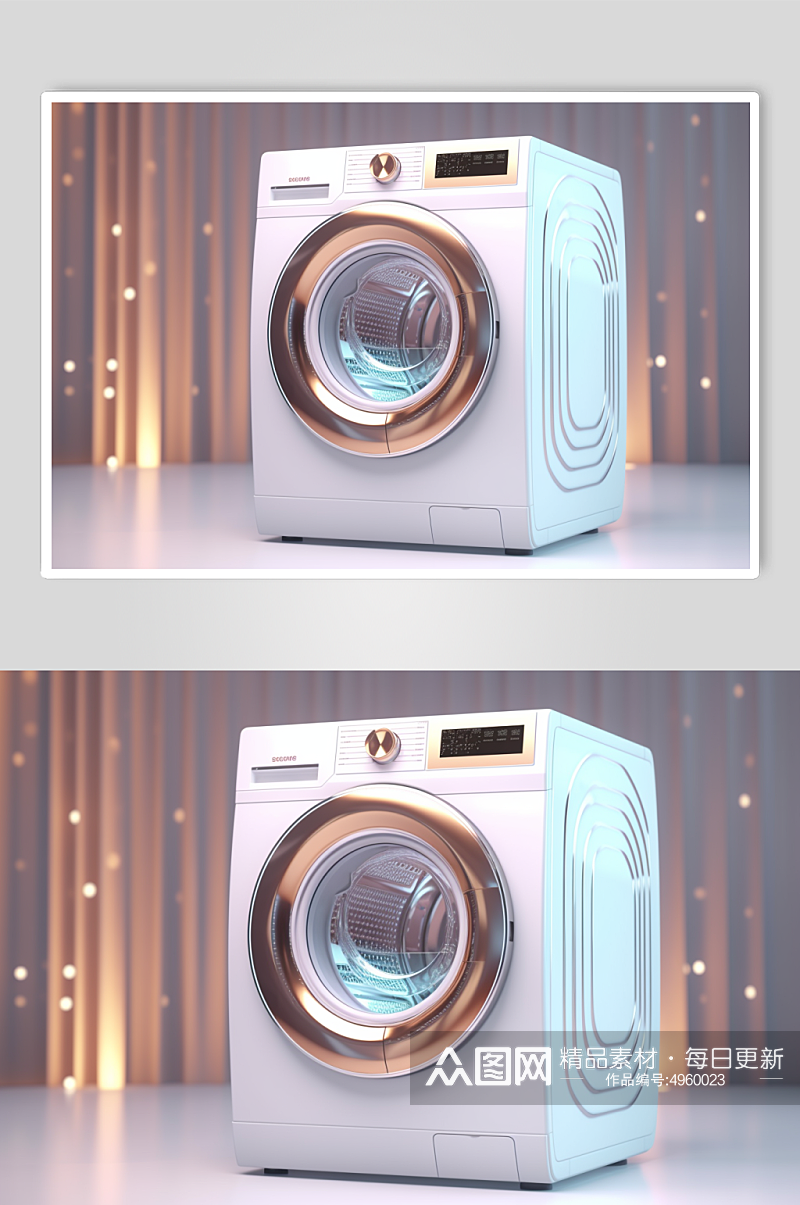 AI数字艺术清新洗衣机家用电器摄影图片素材