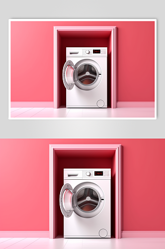 AI数字艺术清新洗衣机家用电器摄影图片