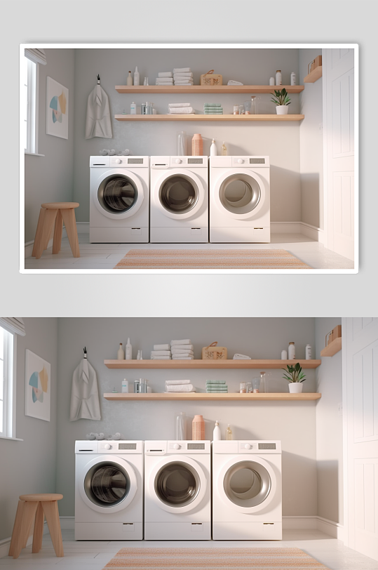 AI数字艺术清新洗衣机家用电器摄影图片