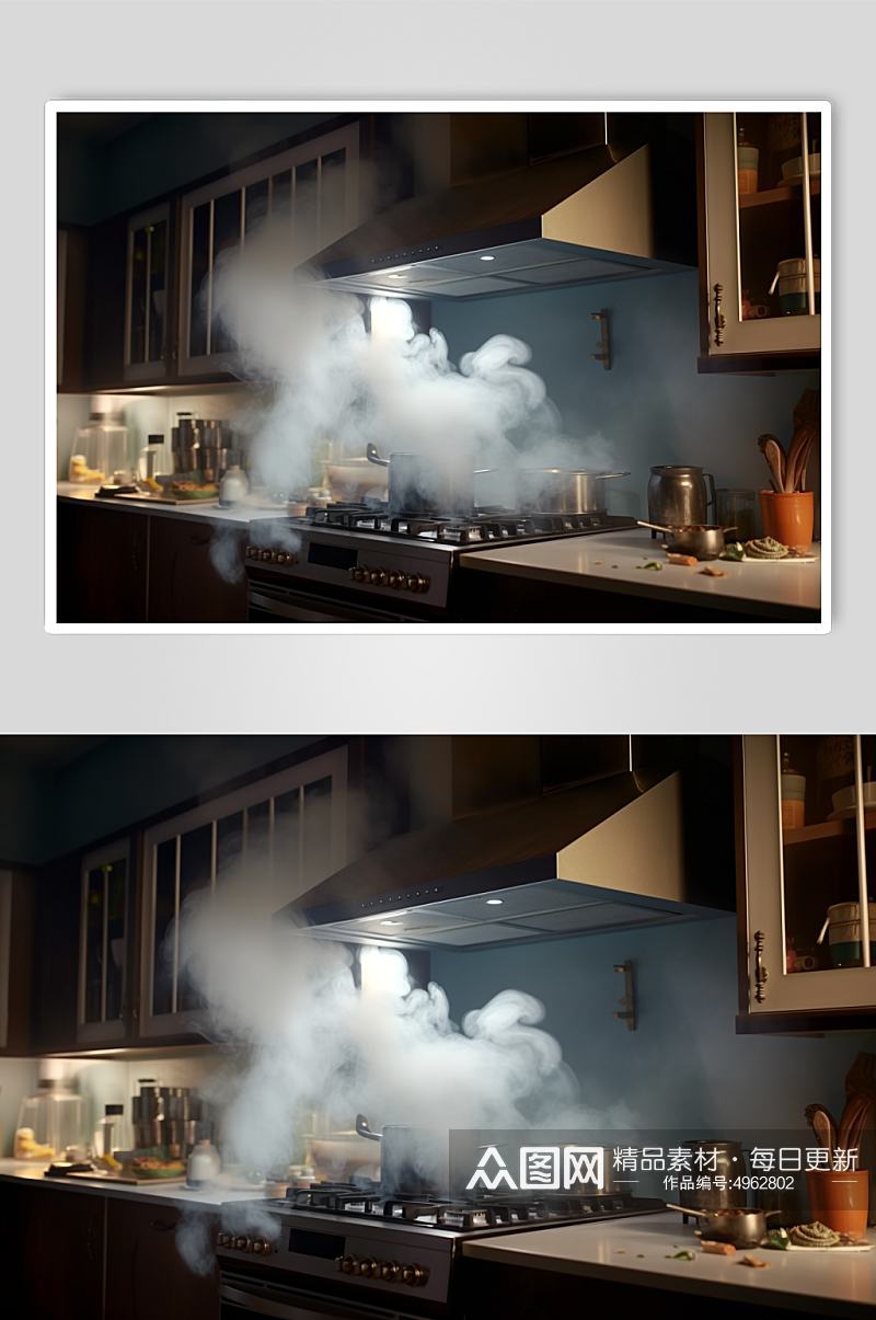 AI数字艺术简约吸油烟机家用电器摄影图片素材