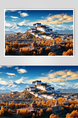 AI数字艺术国内城市西藏旅游风景摄影图