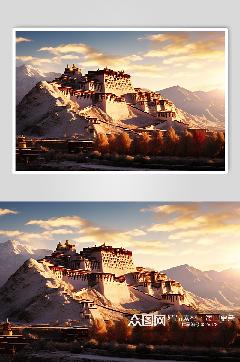 AI数字艺术国内城市西藏旅游风景摄影图素材
