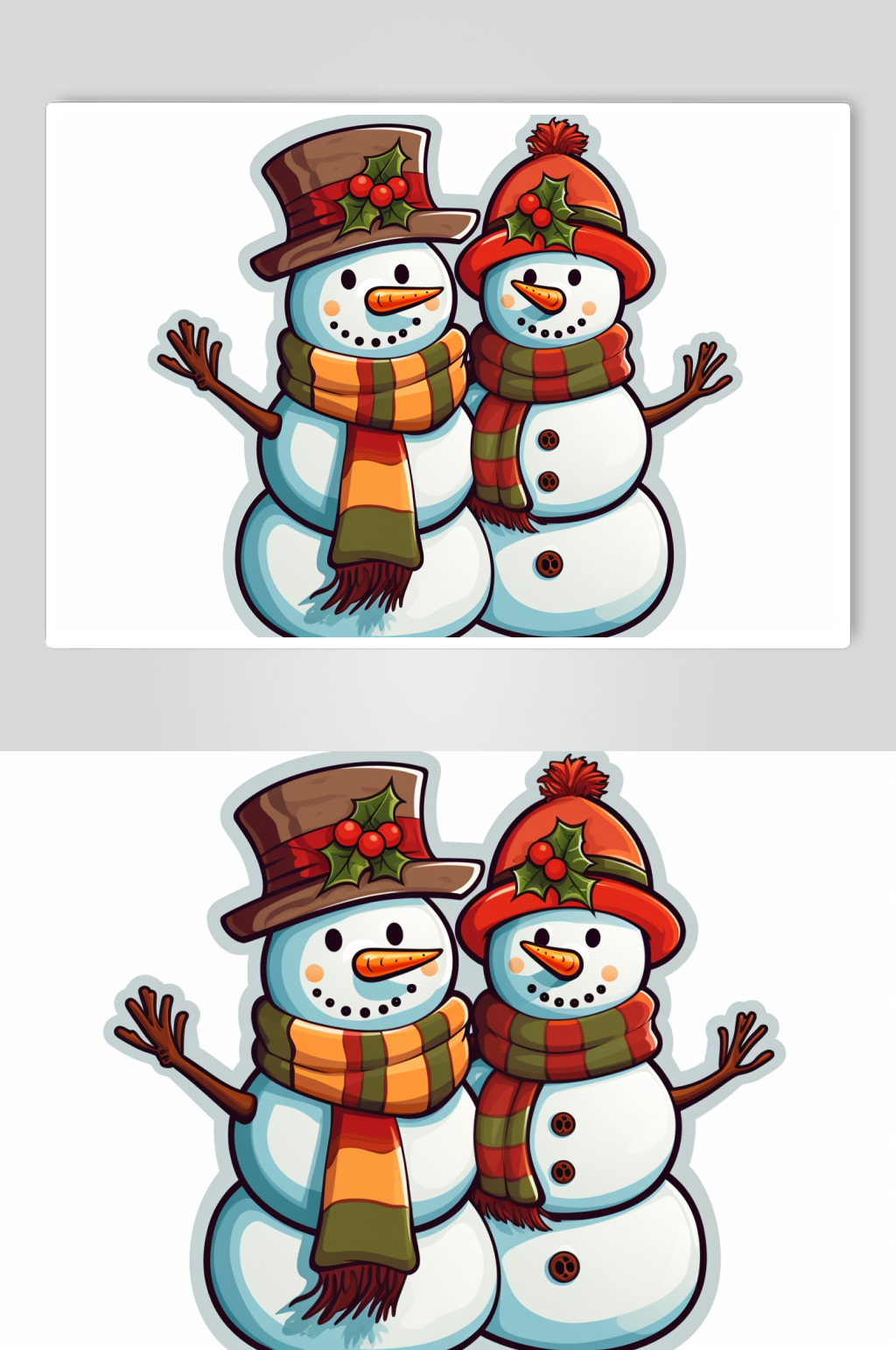 AI数字艺术立冬冬至可爱雪人卡通插画素材