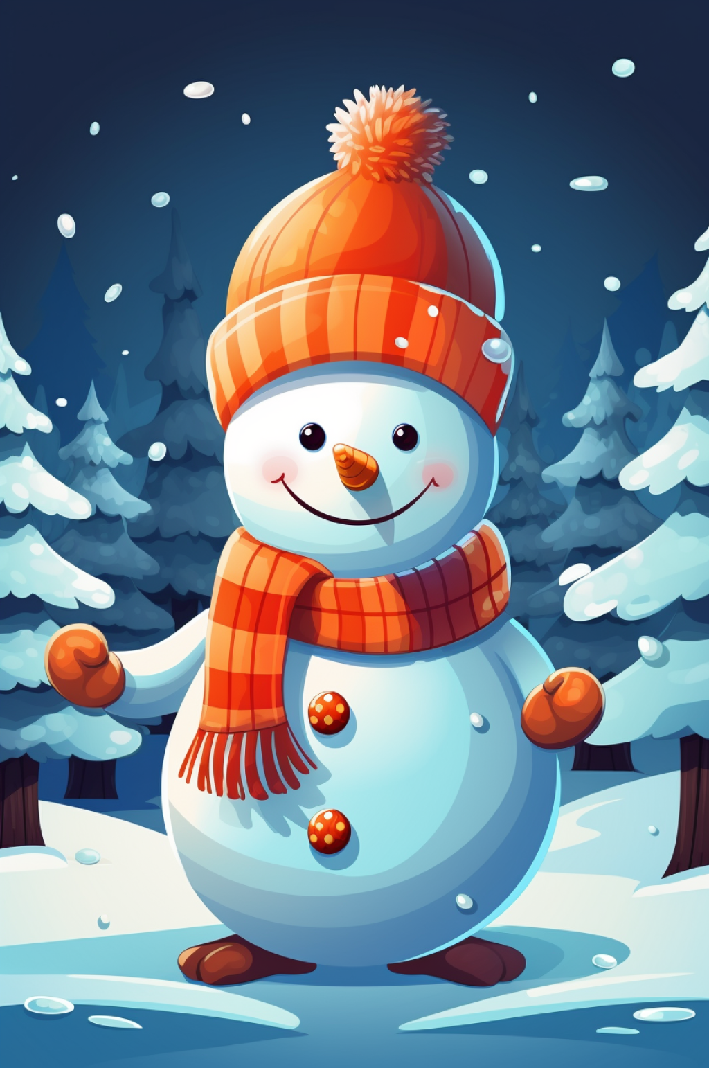 AI数字艺术立冬冬至可爱雪人卡通插画素材