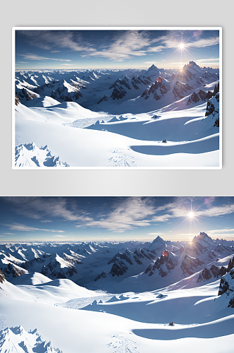 AI数字艺术白色雪山实拍图片