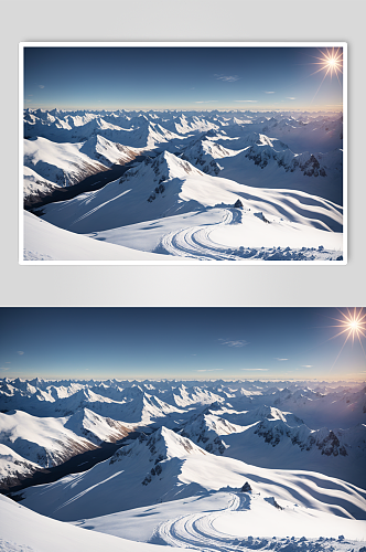 AI数字艺术白色雪山实拍图片
