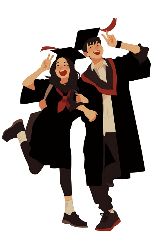 AI数字艺术手绘毕业季学生人物插画-众图网