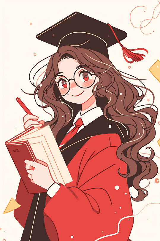 AI数字艺术手绘毕业季学生人物插画-众图网