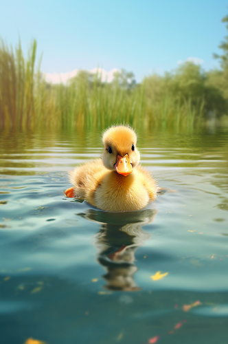 AI数字艺术可爱鸭家禽动物摄影图片