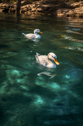 AI数字艺术清新鸭家禽动物摄影图片