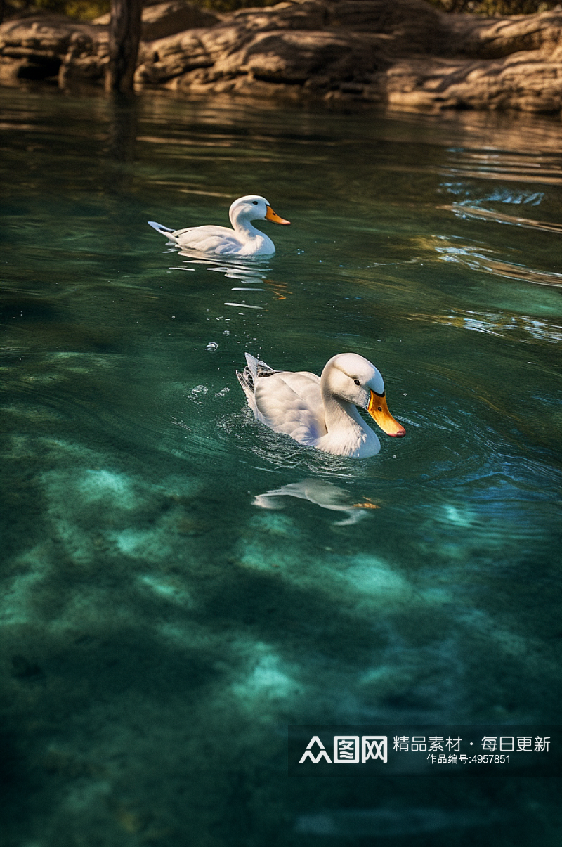 AI数字艺术清新鸭家禽动物摄影图片素材
