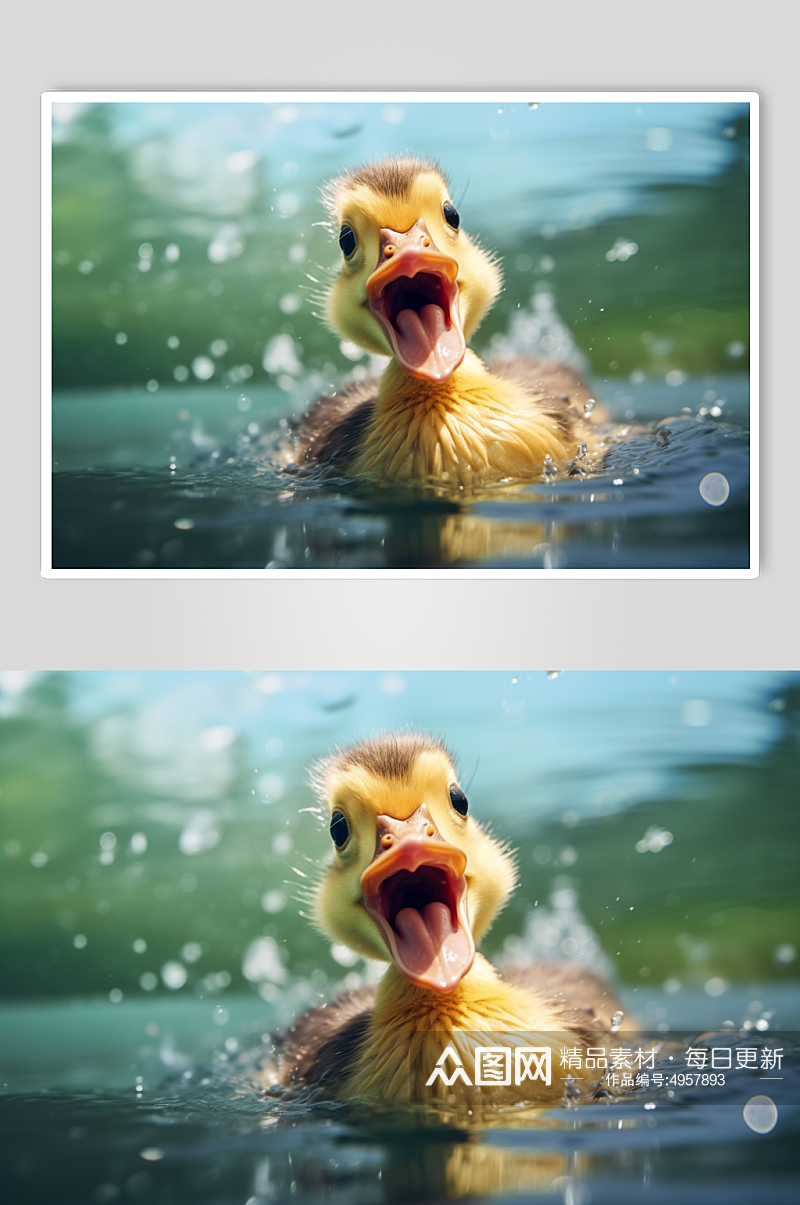 AI数字艺术呆萌鸭家禽动物摄影图片素材