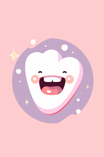 AI数字艺术卡通拟人牙齿口腔护理插画