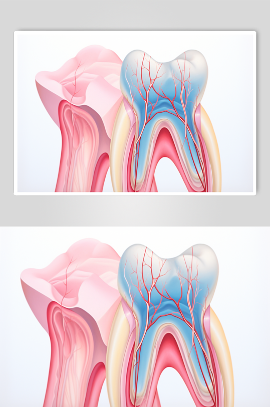 AI数字艺术卡通牙科牙齿内部结构插画