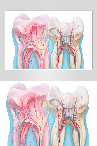 AI数字艺术卡通牙科牙齿内部结构插画