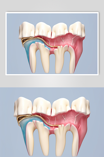 AI数字艺术卡通牙科牙齿内部结构插画