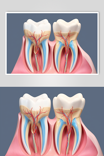 AI数字艺术卡通牙科牙齿内部结构插画