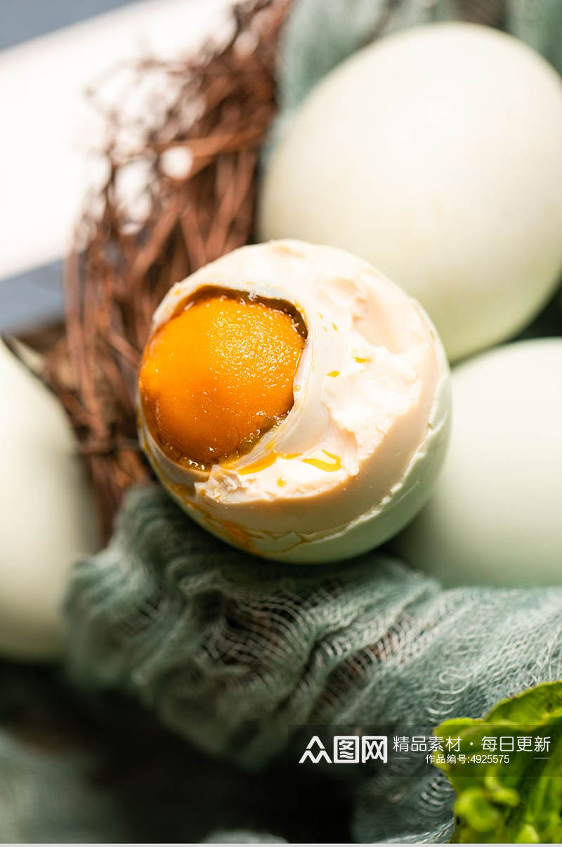 复古纱巾咸鸭蛋蛋黄美食食物摄影图片素材