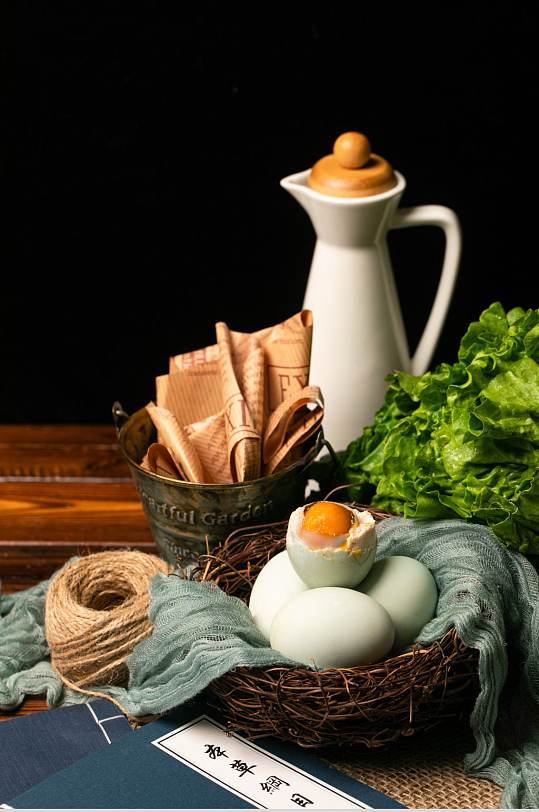 复古纱巾咸鸭蛋蛋黄美食食物摄影图片-众图网