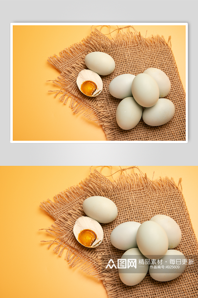 黄色背景咸鸭蛋蛋黄美食食物摄影图片素材