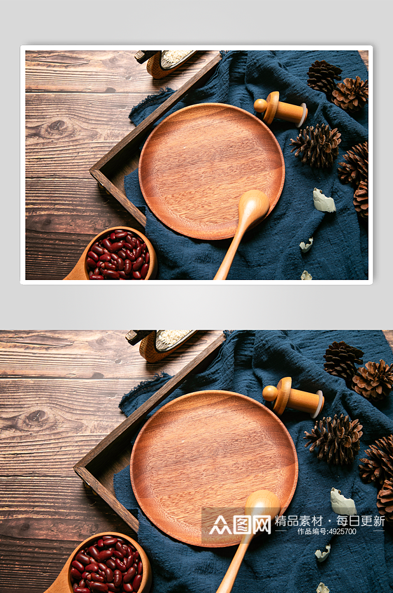 餐桌布景餐盘勺子食物物品摄影图片素材