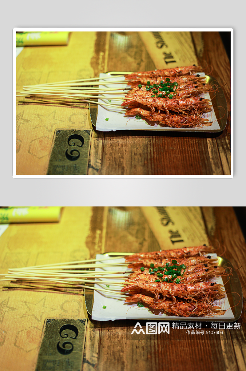 炭烤大虾鸭脚煲美食摄影图片素材