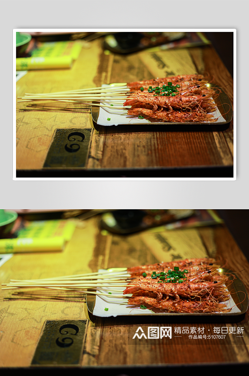 炭烤大虾鸭脚煲美食摄影图片素材