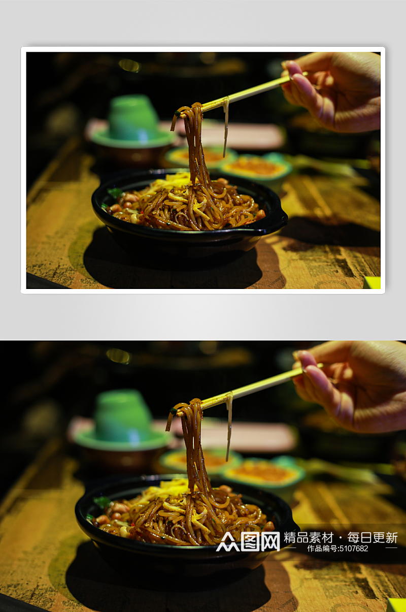 炒粉鸭脚煲美食摄影图片素材