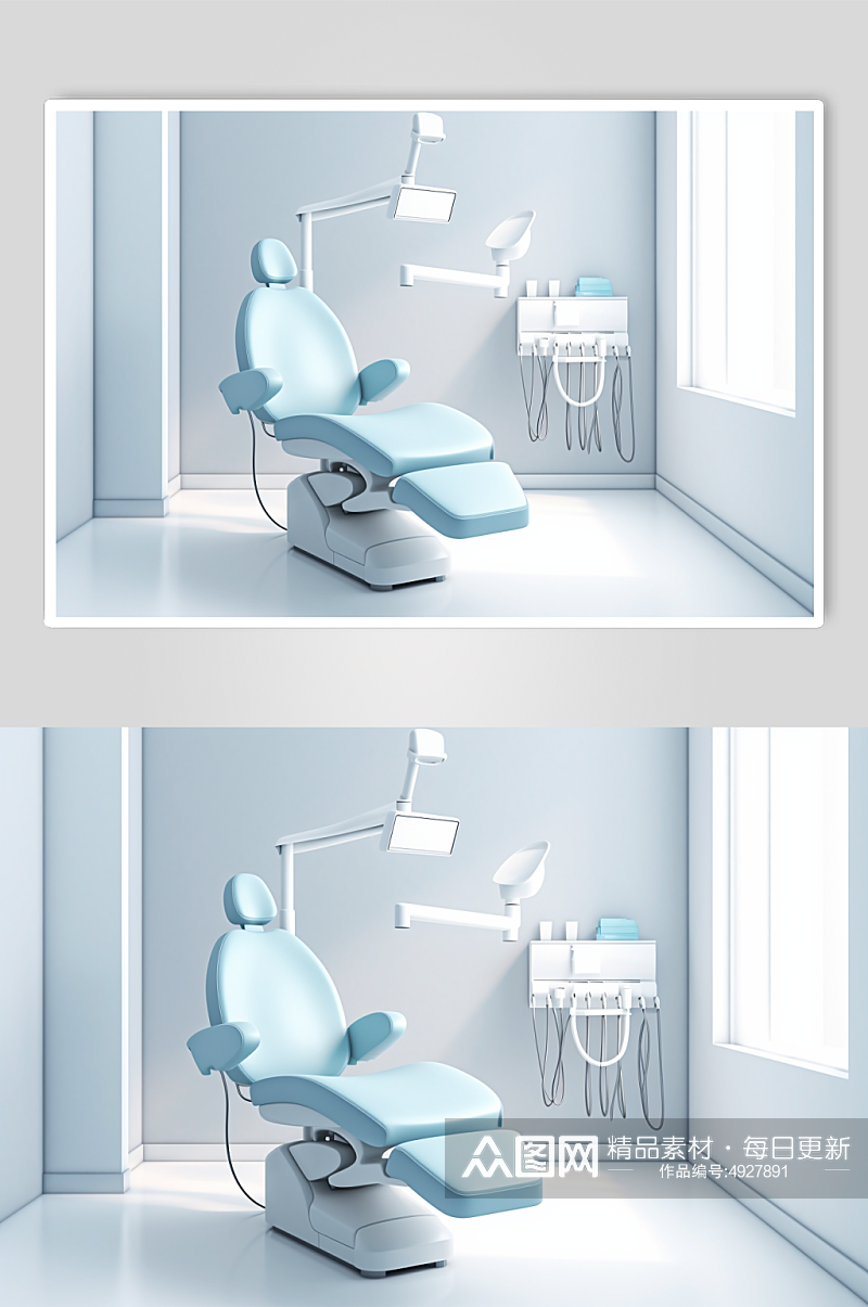 AI数字艺术卡通牙科诊所诊室场景摄影图片素材