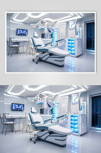 AI数字艺术牙科诊所诊室场景摄影图