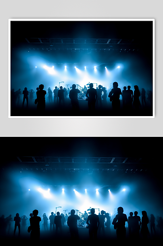 AI数字艺术狂欢演唱会人群剪影摄影图片