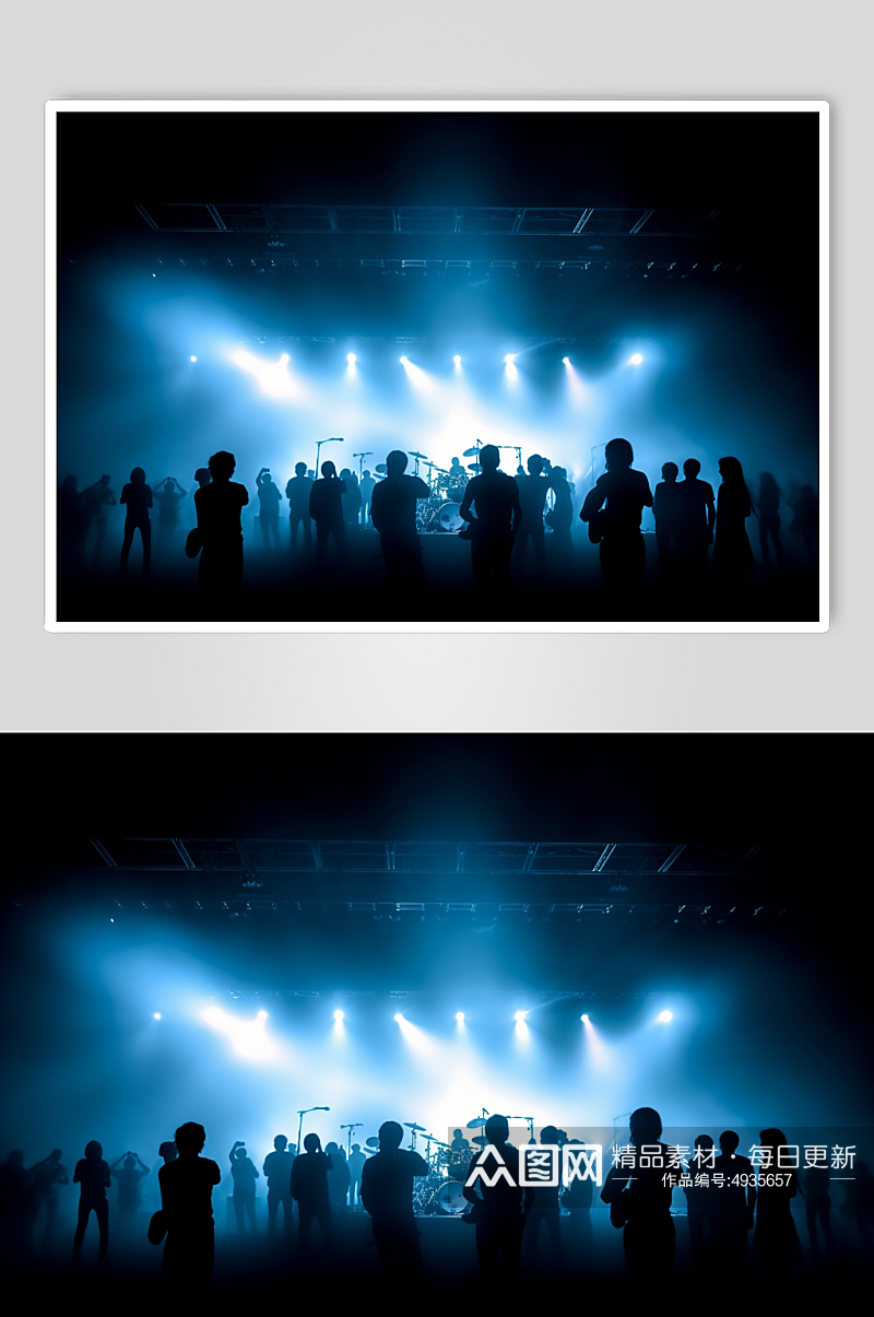 AI数字艺术狂欢演唱会人群剪影摄影图片素材