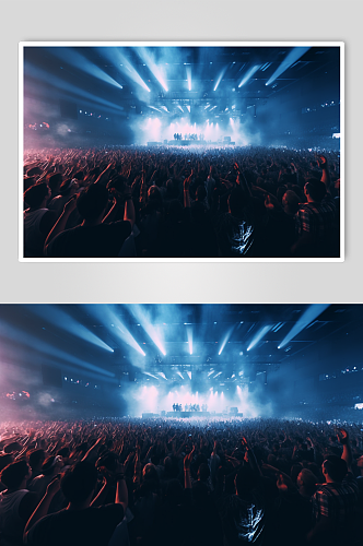 AI数字艺术炫彩演唱会人群剪影摄影图片
