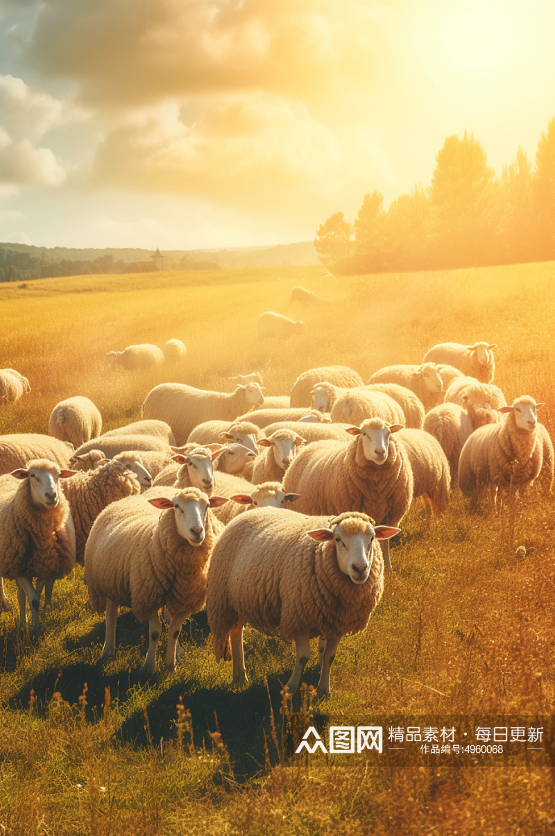 AI数字艺术可爱羊家畜动物摄影图片素材