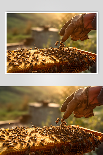 AI数字艺术简约养蜂人蜂箱蜜蜂摄影图片