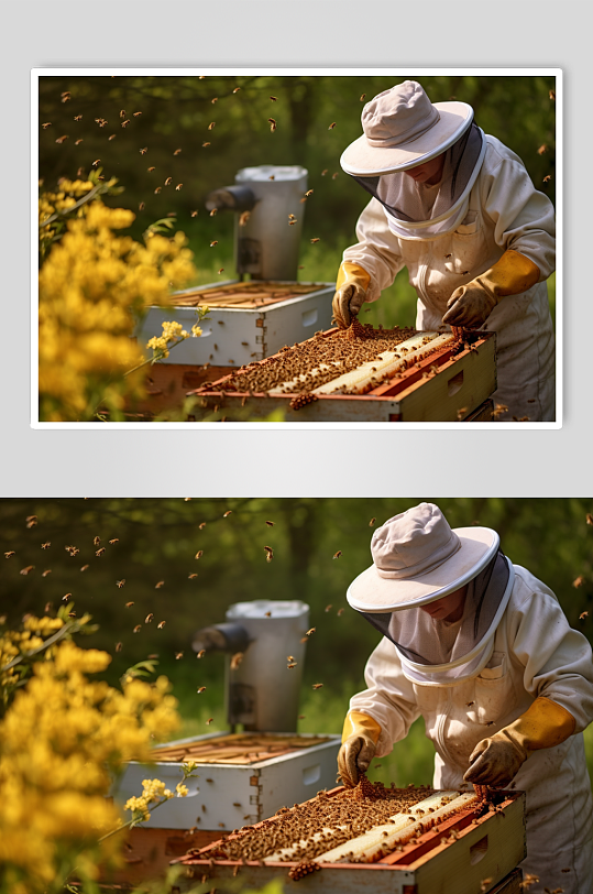 AI数字艺术简约养蜂人蜂箱蜜蜂摄影图片-众图网
