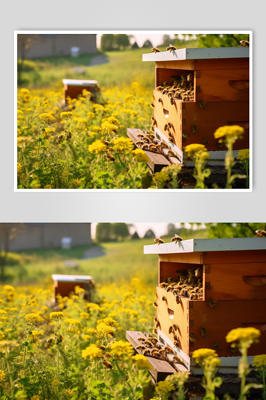 AI数字艺术极简养蜂人蜂箱蜜蜂摄影图片