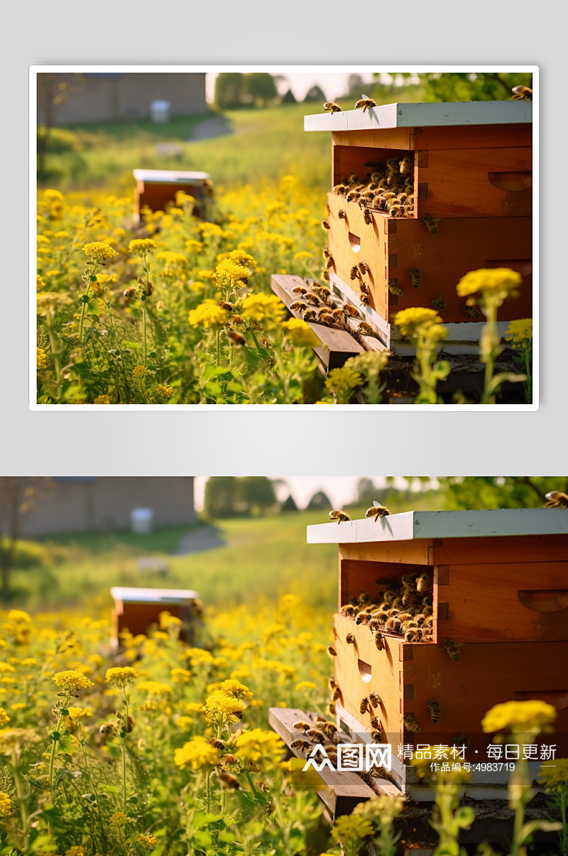 AI数字艺术极简养蜂人蜂箱蜜蜂摄影图片素材
