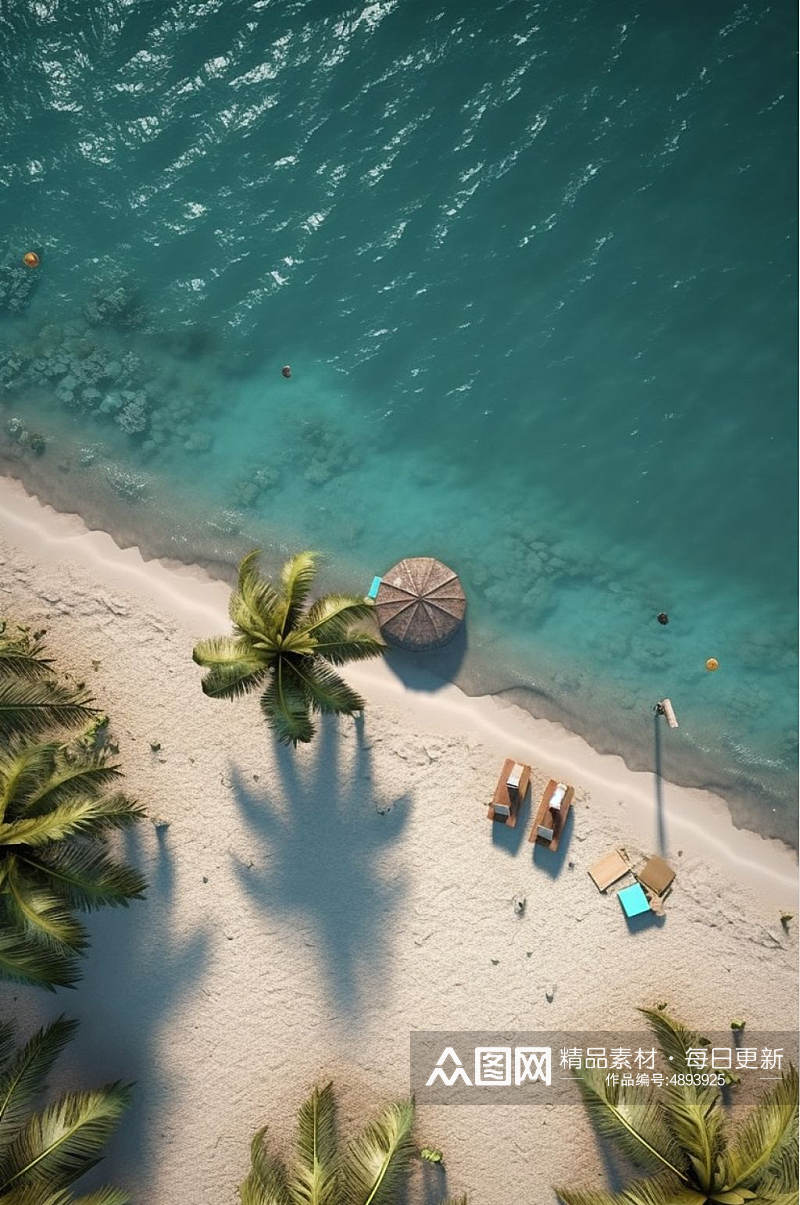 AI数字艺术绿色海水厦门鼓浪屿阳光沙滩摄影图素材