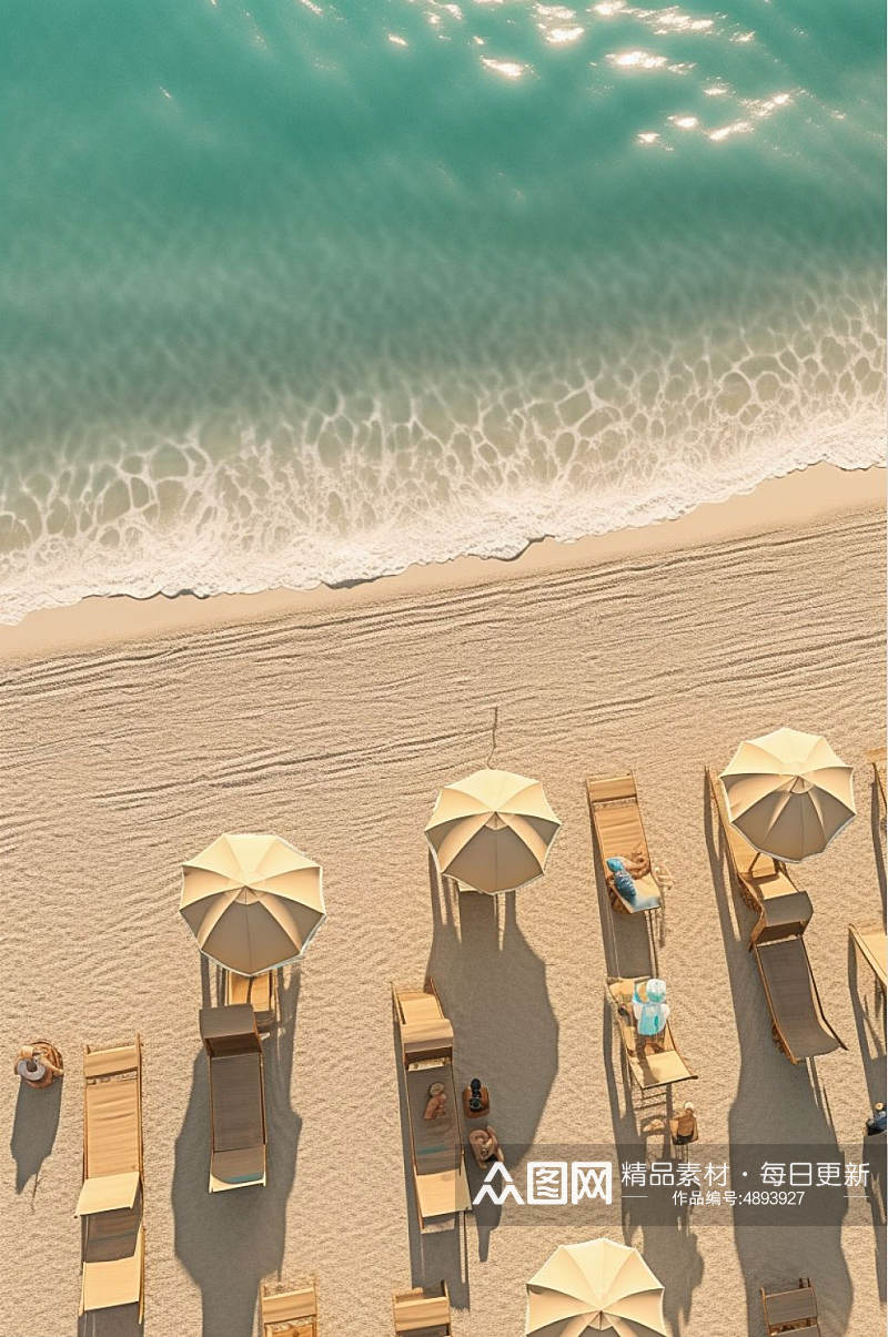 AI数字艺术沙滩椅阳光沙滩摄影图素材