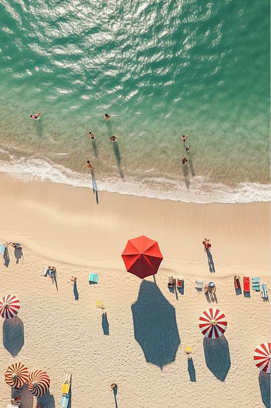 AI数字艺术绿色海水阳光沙滩摄影图