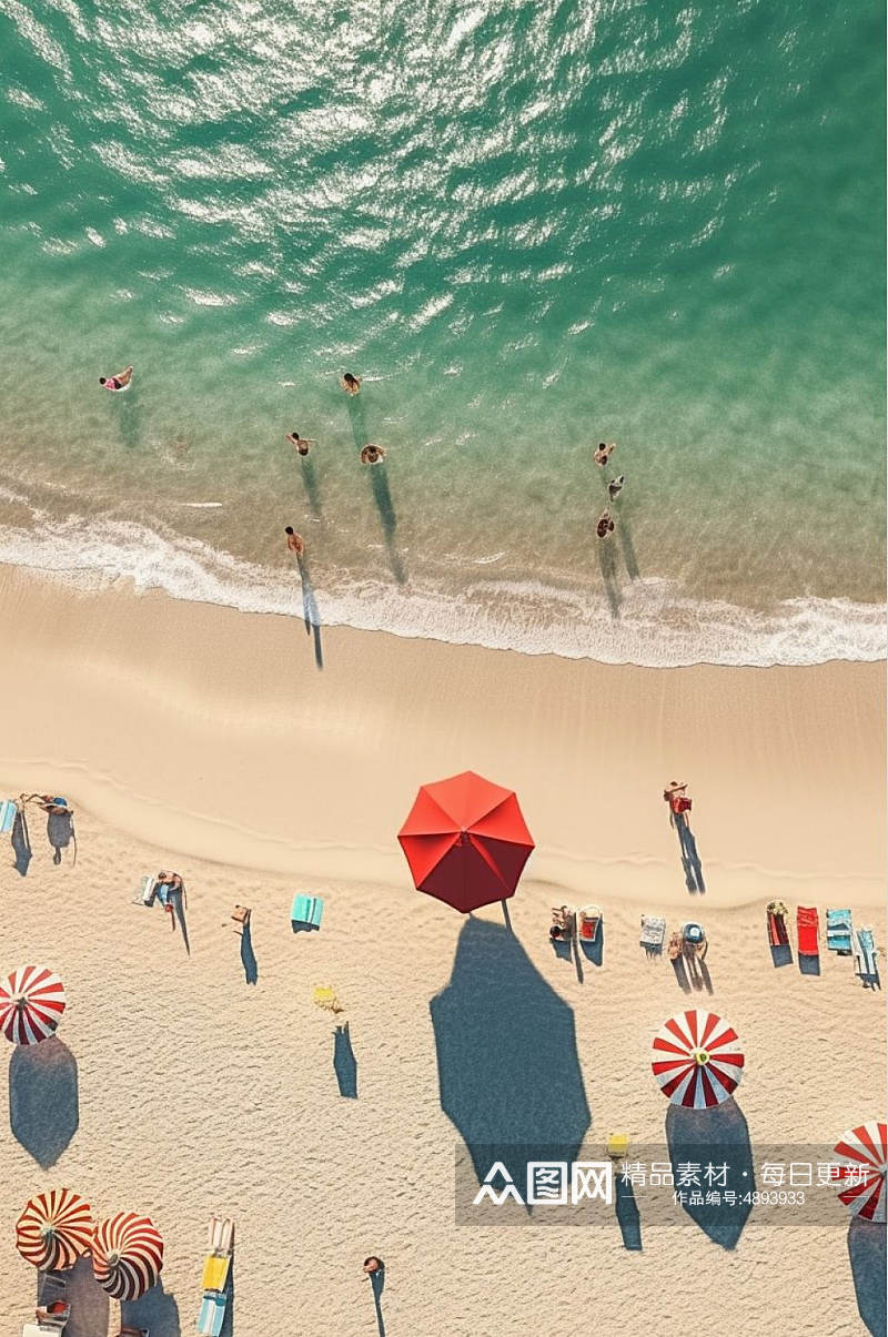 AI数字艺术绿色海水阳光沙滩摄影图素材