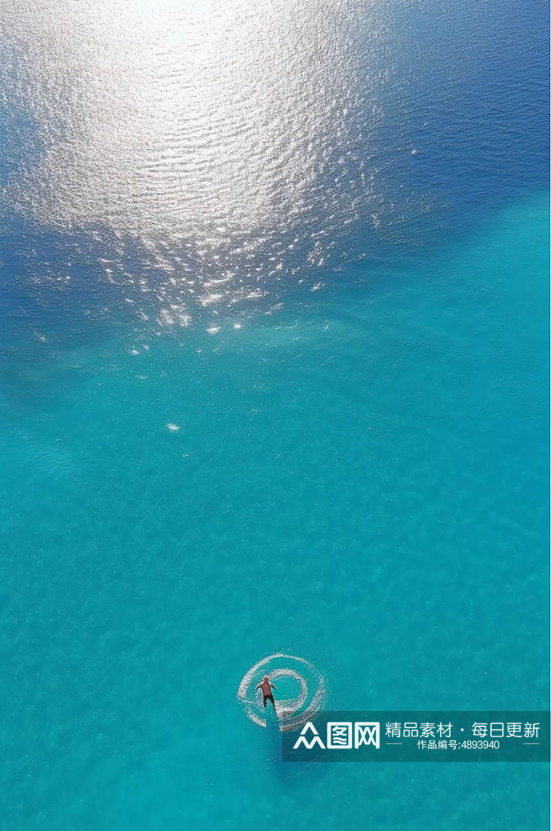 AI数字艺术蓝色大海阳光沙滩摄影图素材