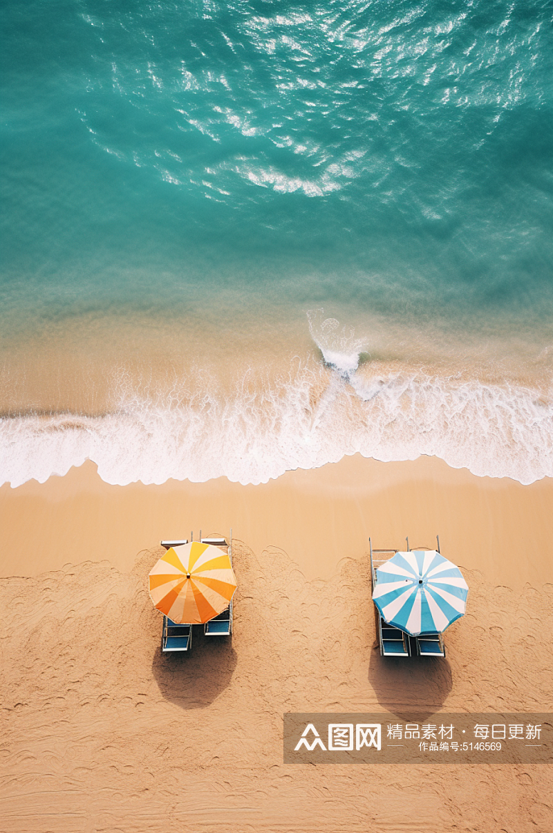 AI数字艺术航拍阳光沙滩摄影图片素材
