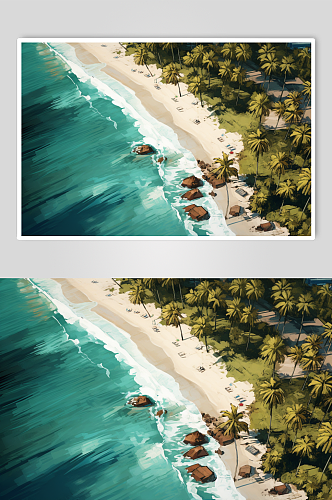 AI数字艺术航拍阳光沙滩摄影图片