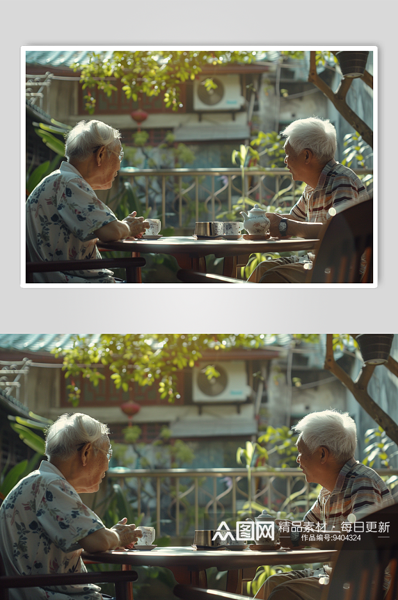 AI老年人聚会养老肖像人物摄影图素材