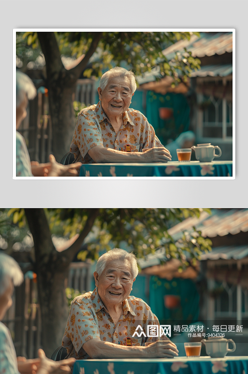 AI老年人聚会养老肖像人物摄影图素材